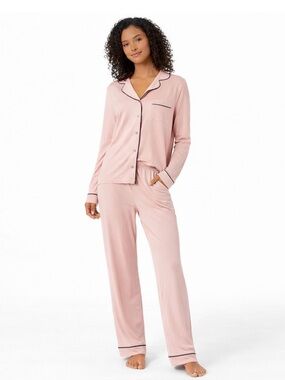 Tommy John Pajama Set Womens M Pink Micro Modal Button Top Lounge Sleepwear